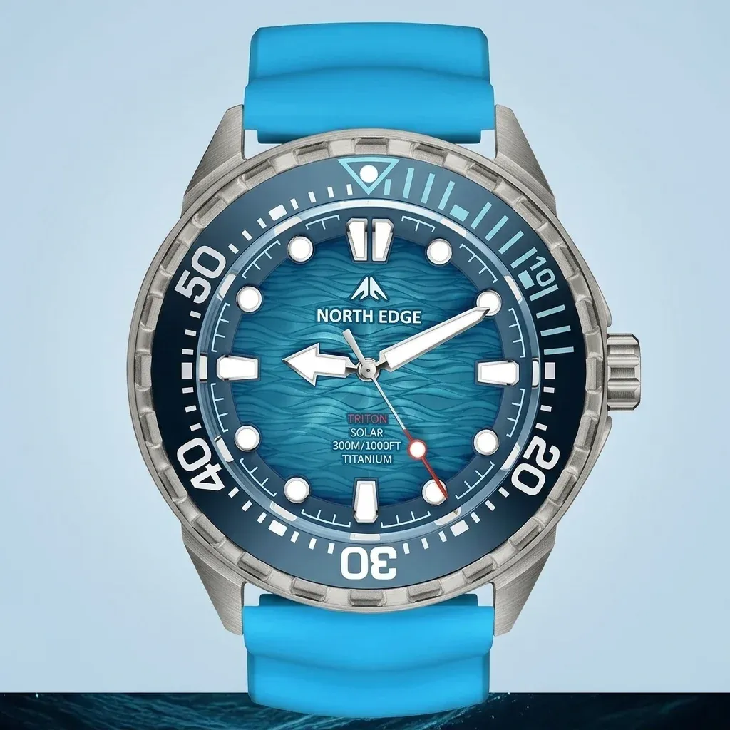 North Edge Triton-Ti Solar-Taucheruhr mit Titangehäuse
