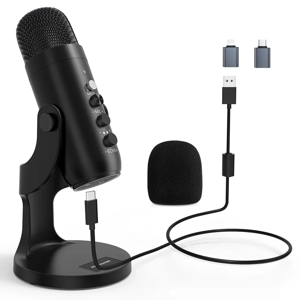 Haomuren USB-Kondensatormikrofon mit Smartphone-Adapter