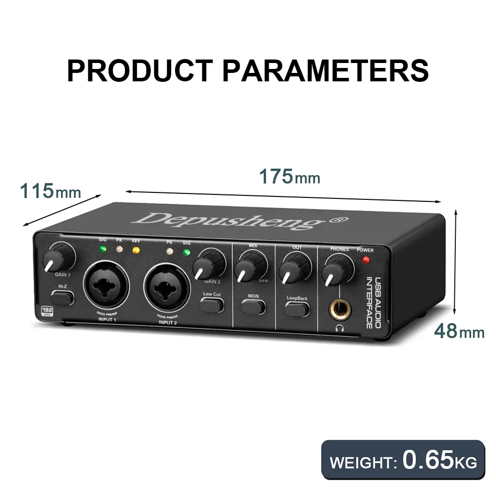 DEPUSHENG MD22 USB-Audio-Interface für Recording und Monitoring